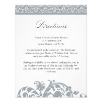 Quarry Grey Damask Wedding Direction Card invitations