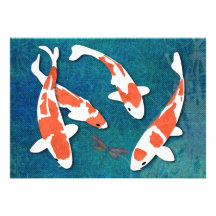 Quartet of Orange & White Kohaku Koi Custom Invites