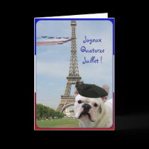 Quatorze Juillet French Bulldog greeting card