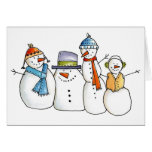 Quatre bonhommes de neige mignons cartes de vœux