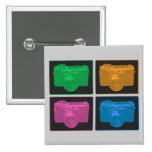 Quatre rétros appareils-photo colorés pin's avec agrafe