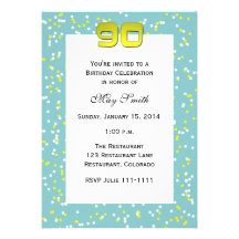 quatre-vingt-dixième Invitation d'anniversaire -- 