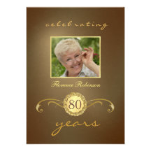 quatre-vingtième Invitations d'anniversaire - mono