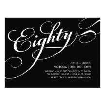 Quatre-vingtième invitations élégantes noires et b