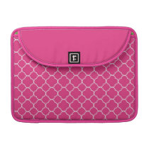 Quatrefoil clover pattern hot pink white fashion macbook sleeves