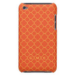 Quatrefoil clover pattern orange yellow 3 monogram iPod Case-Mate case