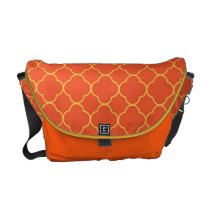 Quatrefoil clover pattern orange yellow fashion messenger bags