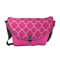 Quatrefoil clover pattern pink white fashion messenger bags