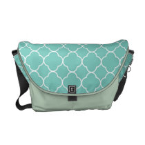 Quatrefoil clover pattern teal blue fashion messenger bags