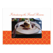 Quatrefoil orange clover business event invitation postcards