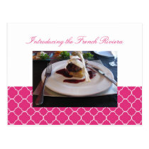 Quatrefoil pink clover business event invitation postcards