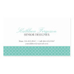 Quatrefoil teal blue clover modern pattern business card