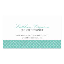 Quatrefoil teal blue clover modern pattern business cards