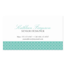 Quatrefoil teal blue clover modern pattern business card