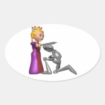 Queen And Knight Oval Sticker