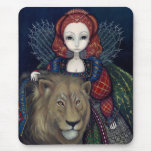"Queen Elizabeth and a Lion" Mousepad mousepads