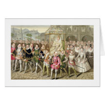 Queen Elizabeth I in procession with her Courtiers Greeting Cards