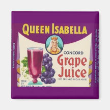 queen isabella grape juice label magnet