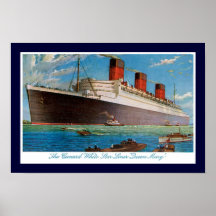 Queen Mary de la ligne blanche d'étoile de Cunard Affiches