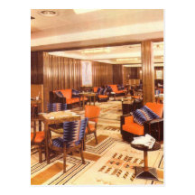 Queen Mary tourist class smoke room Postcard