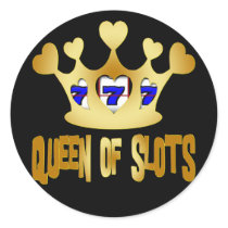 QUEEN OF SLOTS ROUND STICKER