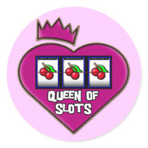 QUEEN OF SLOTS ROUND STICKER