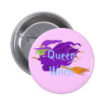 Queen Witch Classic Witch on a Broom Button