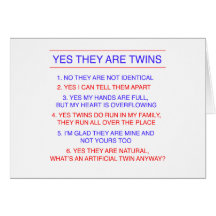 Questions de jumeaux fraternelles cartes de vœux