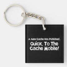 Quick, To The Cache Mobile Geocaching Keychain