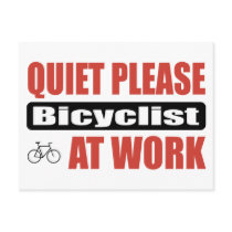 Quiet Please Bicyclist At Work Postcards