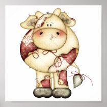 Quilted Country Cow Posters