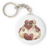 quilted country hippo head keychain