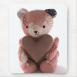 quilted teddy bear with calico heart mousepad
