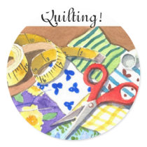 Quilting Notions Round Sticker