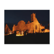 Quin Abbey at night Postcard