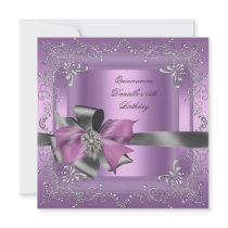 Quinceanera 15th Birthday Party Lilac Pink Silver Invites
