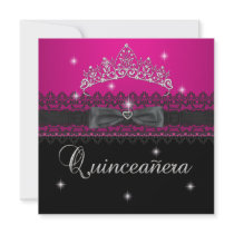 Quinceanera 15th Birthday Party Pink Black Lace 4