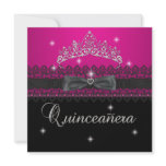 Quinceanera 15th Birthday Party Pink Black Lace 4 invitations