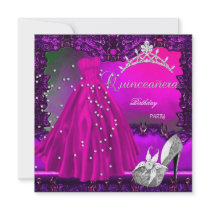 Quinceanera 15th Birthday Party Pink Dress Personalized Announcement