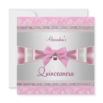 Quinceanera 15th Birthday Party Pink White Floral Announcement