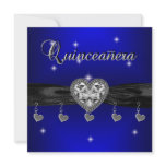 Quinceanera 15th Birthday Party Royal Blue Black invitations