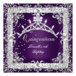 Quinceanera 15th Birthday Party Silver Purple Invite