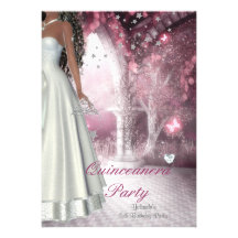 Quinceanera 15th Birthday Party White Dress Personalized Invites