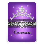 Quinceanera 15th Birthday Zebra Purple Black 2 Personalized Invitation