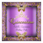Quinceañera 15th Pink Purple Gold Butterfly Custom Invites