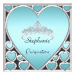 Quinceañera Birthday Party blue Invites