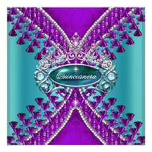 Quinceanera Birthday Party Purple Teal Blue Personalized Invitation