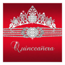 Quinceanera Birthday Party Red Diamond Custom Invitations