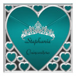 Quinceañera Birthday Party Teal Personalized Invitation