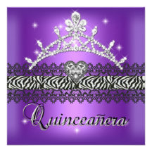 Quinceanera Birthday Zebra Purple Black White Personalized Invitation